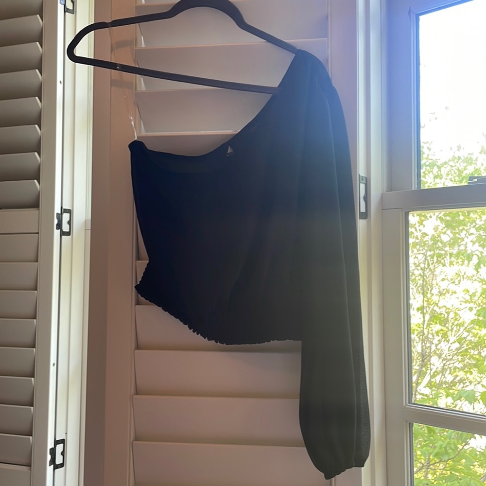 One Sleeve Black Top